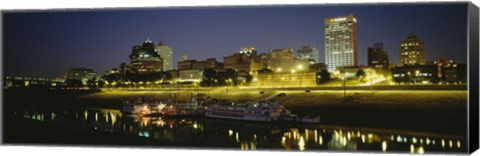 Framed Buildings Lit Up At Dusk, Memphis, Tennessee, USA Print