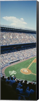 Framed High angle view of spectators watching a baseball match in a stadium, Yankee Stadium, New York City, New York State, USA Print