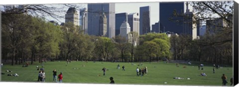 Framed Group of people in a park, Central Park, Manhattan, New York City, New York State, USA Print