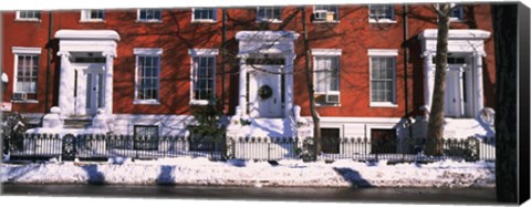 Framed Facade of houses in the 1830&#39;s Federal style of architecture, Washington Square, New York City, New York State, USA Print