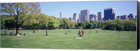 Framed Group Of People In A Park, Sheep Meadow, Central Park, NYC, New York City, New York State, USA Print