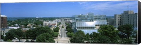Framed High Angle View Of A City, E. Washington Ave, Madison, Wisconsin, USA Print