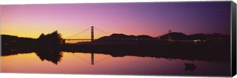 Framed Reflection Of A Suspension Bridge On Water, Golden Gate Bridge, San Francisco, California, USA Print
