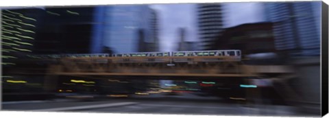 Framed Electric train crossing a bridge, Chicago, Illinois, USA Print