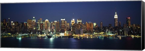 Framed Waterfront View of New York Ciry at Night Print