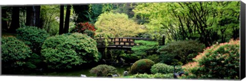 Framed Panoramic view of a garden, Japanese Garden, Washington Park, Portland, Oregon Print