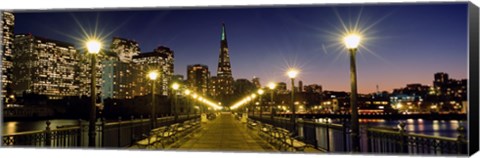 Framed Buildings lit up at night, Transamerica Pyramid, San Francisco, California, USA Print