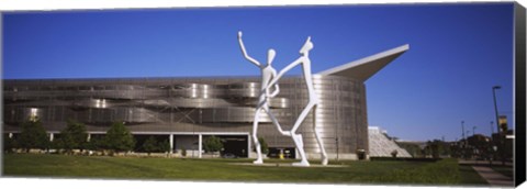 Framed Dancers sculpture by Jonathan Borofsky in front of a building, Colorado Convention Center, Denver, Colorado Print