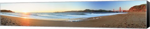 Framed Footprints on the beach, Golden Gate Bridge, San Francisco, California, USA Print