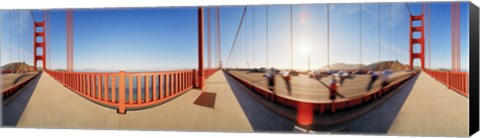 Framed Group of people on a suspension bridge, Golden Gate Bridge, San Francisco, California, USA Print