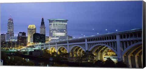 Framed Detroit Avenue Bridge at Dusk Print