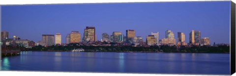 Framed Buildings at the waterfront lit up at night, Boston, Massachusetts, USA Print