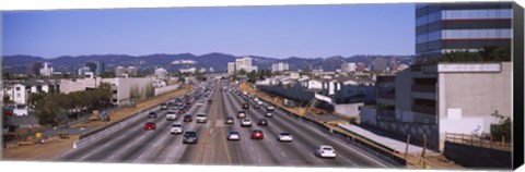 Framed High angle view of cars on the road, 405 Freeway, City of Los Angeles, California, USA Print