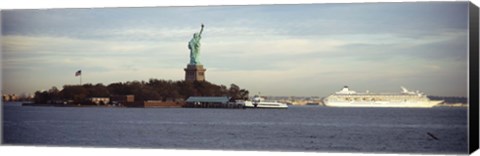 Framed Statue on an island in the sea, Statue of Liberty, Liberty Island, New York City, New York State, USA Print