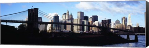 Framed Skyscrapers at the waterfront, Brooklyn Bridge, East River, Manhattan, New York City, New York State, USA Print