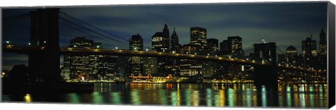 Framed Brooklyn Bridge at Night, New York City Print