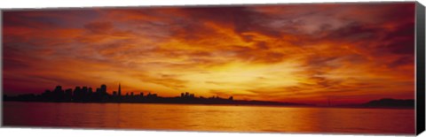 Framed Silhouette of buildings at the waterfront, San Francisco, California, USA Print