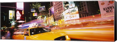 Framed Yellow taxi on the road, Times Square, Manhattan, New York City, New York State, USA Print