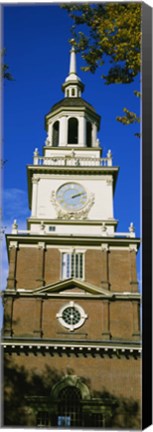 Framed Low angle view of a clock tower, Independence Hall, Philadelphia, Pennsylvania, USA Print