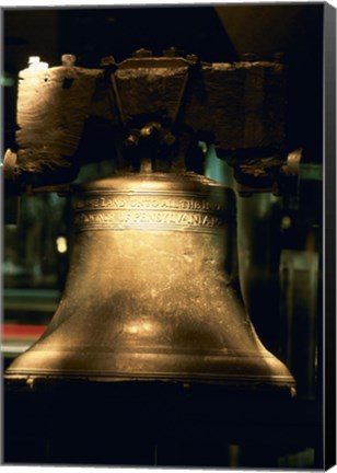 Framed Close-up of a bell, Liberty Bell, Philadelphia, Pennsylvania, USA Print