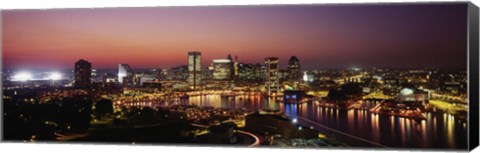 Framed Baltimore with Pink Sky at Dusk Print