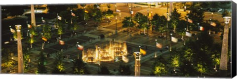 Framed High angle view of fountains in a park lit up at night, Centennial Olympic Park, Atlanta, Georgia, USA Print