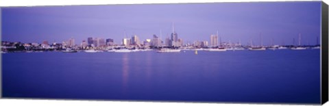 Framed San Diego Waterfront with Purple Sky Print