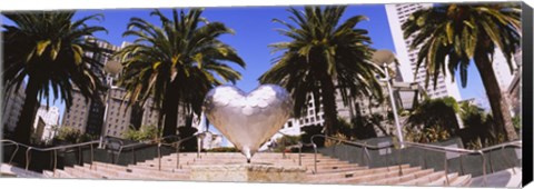 Framed Low angle view of a heart shape sculpture on the steps, Union Square, San Francisco, California, USA Print