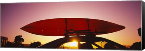 Framed Close-up of a kayak on a car roof at sunset, San Francisco, California Print