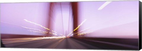 Framed Traffic on a suspension bridge, Golden Gate Bridge, San Francisco, California, USA Print