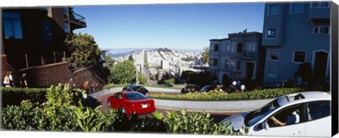 Framed Cars on a street, Lombard Street, San Francisco, California, USA Print