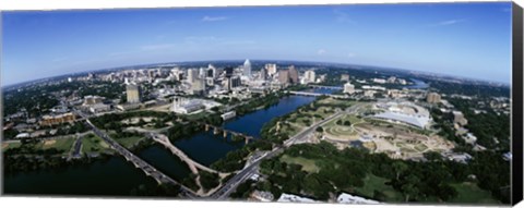 Framed Bird&#39;s Eye view of Austin,Texas Print