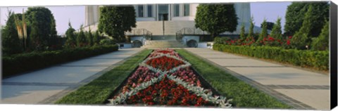 Framed Formal garden in front of a temple, Bahai Temple Gardens, Wilmette, New Trier Township, Chicago, Cook County, Illinois, USA Print