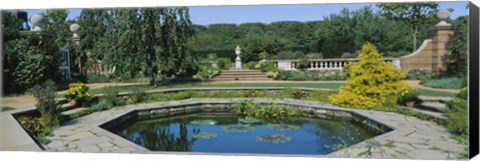 Framed Garden pond, English Walled Garden, Chicago Botanic Garden, Glencoe, Cook County Forest Preserves, Cook County, Illinois, USA Print