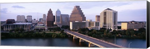 Framed Skylines in a city, Lady Bird Lake, Colorado River, Austin, Travis County, Texas, USA Print