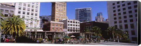 Framed Low angle view of buildings at a town square, Union Square, San Francisco, California, USA Print