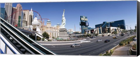 Framed Buildings in a city, New York New York Hotel, MGM Casino, The Strip, Las Vegas, Clark County, Nevada, USA Print