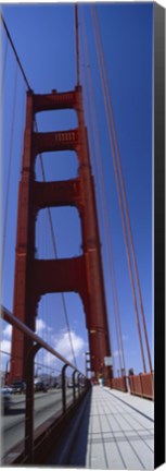 Framed Low angle view of a suspension bridge, Golden Gate Bridge, San Francisco, California, USA Print