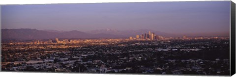 Framed Aerial view of Hollywood and San Gabriel Mountains Print