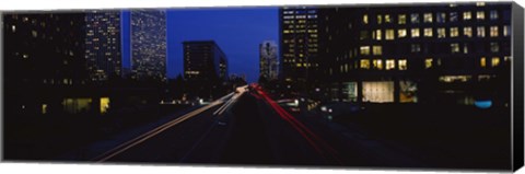 Framed Buildings lit up at night, Century City, Los Angeles, California, USA Print