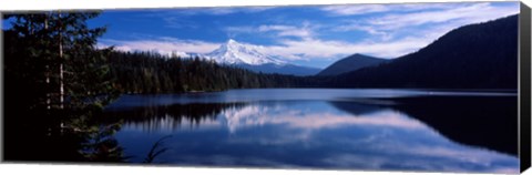 Framed Reflection of clouds in water, Mt Hood, Lost Lake, Mt. Hood National Forest, Hood River County, Oregon, USA Print