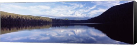 Framed Reflection of clouds in a lake, Mt Hood viewed from Lost Lake, Mt. Hood National Forest, Hood River County, Oregon, USA Print