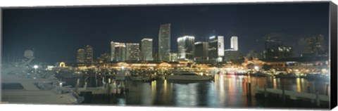 Framed Boats at a harbor with buildings in the background, Miami Yacht Basin, Miami, Florida, USA Print