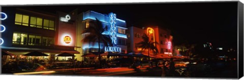 Framed Ocean Drive, South Beach, Miami Beach, Florida Print