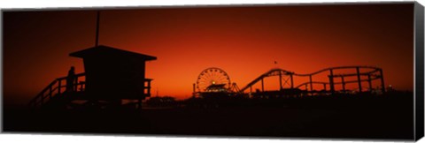 Framed Santa Monica Pier, Santa Monica Beach, Santa Monica, California, USA Print