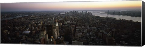 Framed Aerial view of a city, Lower Manhattan and Financial District, Manhattan, New York City, New York State, USA Print