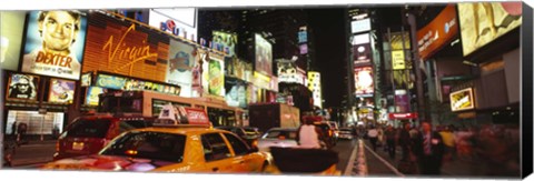 Framed Buildings lit up at night in a city, Broadway, Times Square, Midtown Manhattan, Manhattan, New York City, New York State, USA Print