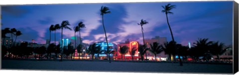 Framed Buildings lit up at dusk, Miami, Florida, USA Print