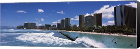 Framed Waikiki Beach, Honolulu, Oahu, Hawaii Print