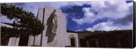 Framed Low angle view of a statue, National Memorial Cemetery of the Pacific, Punchbowl Crater, Honolulu, Oahu, Hawaii, USA Print
